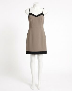 NEW STRUT & BOLT helen satin contrast dress in beige/black